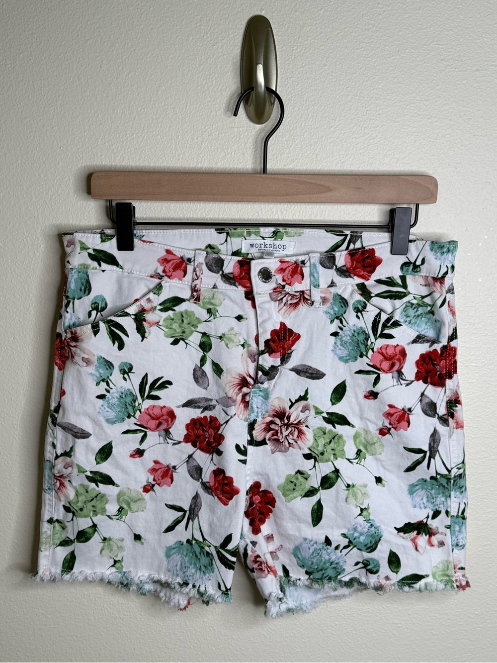 Workshop Republic Clothing Women’s Floral Denim Cut Off Shorts Size 10